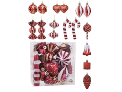16 adornos navideños de plástico, estatuas y regalos navideños (rojo vino) Yunzii (formas irregulares)