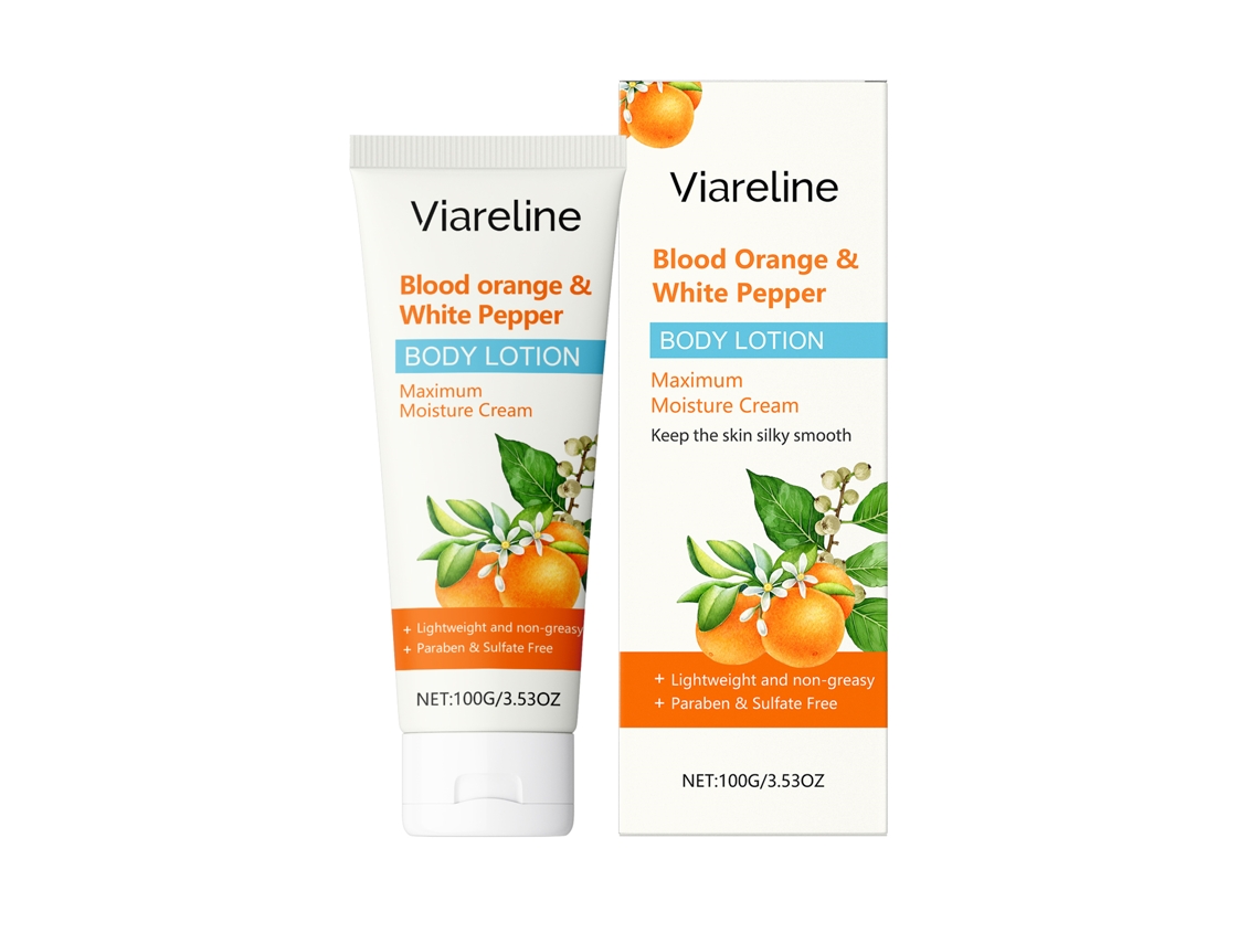 Loción corporal hidratante con naranja, pimienta roja y blanca.
