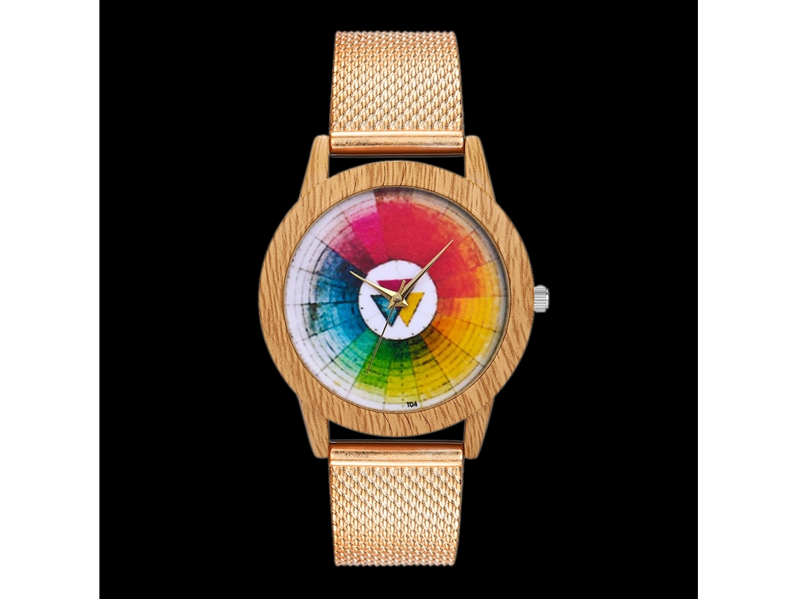 Reloj De Pulsera Unisex De Cuarzo Con Correa De Silicona Y Malla De Oro Rosa - Moda