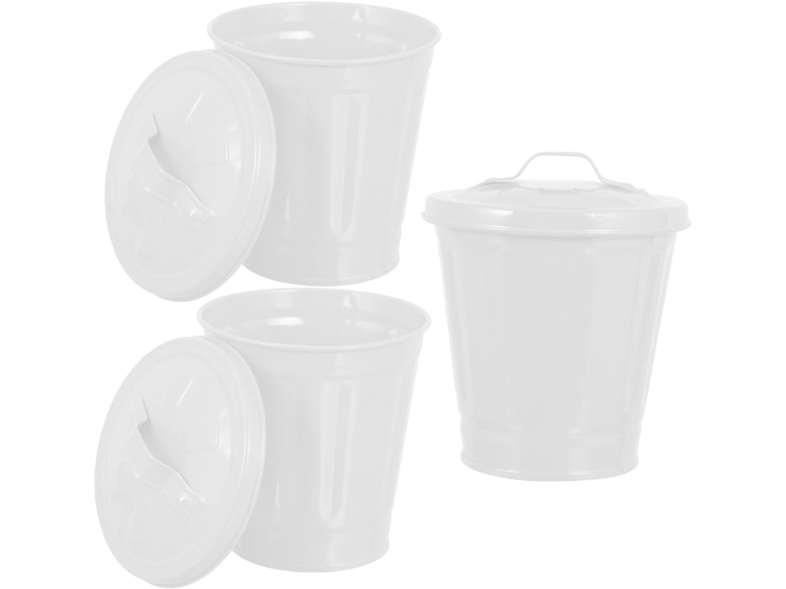 Mini Papelera Tapa Para Dormitorio, De Hierro Resistente
