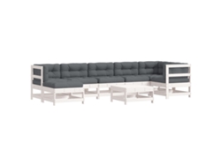 Conjunto 8 de muebles jardín VIDAXL y cojines madera maciza blanco
