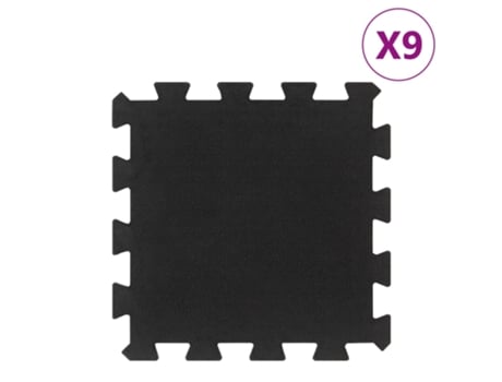 Conjunto 9 Baldosas De Goma VIDAXL Negro Caucho (30x30x1.6 cm)