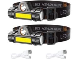 Kit Com 2 Lanternas De Cabeça Led Recarregáveis ​​​​​​– Potentes E Recarregáveis