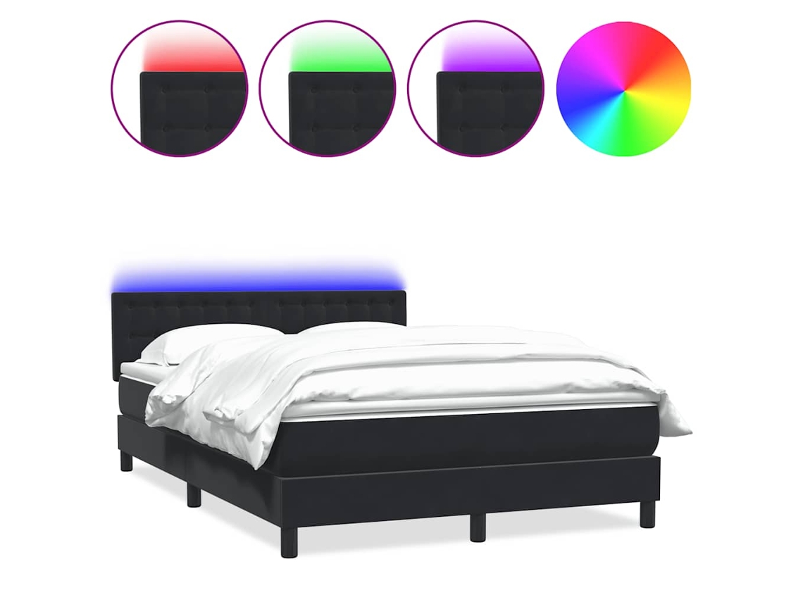 Maison Exclusive - Cama Box Spring Con Colchón Y Led Terciopelo Negro 160x210 Cm