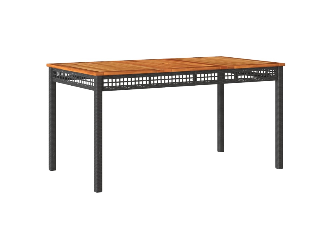 Mesa de jardín ratán sintético madera acacia negro VIDAXL (140x80x75 cm)