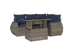 Maison Exclusive - Conjunto De Sofá De Jardín De 5 Piezas Con Cojines, Poliratán Gris