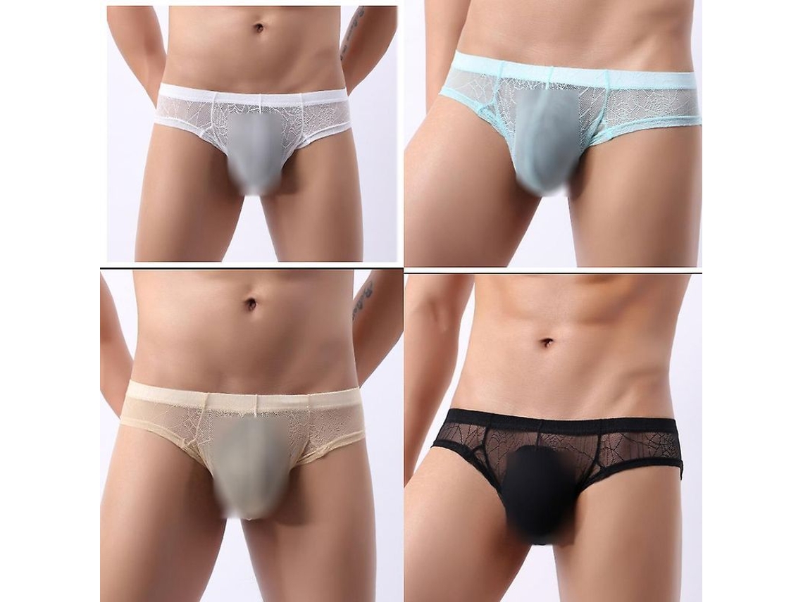 2026-4pcs/set Calzoncillos Hombre Encaje Elástico Transparentes Talla S M L Xl
