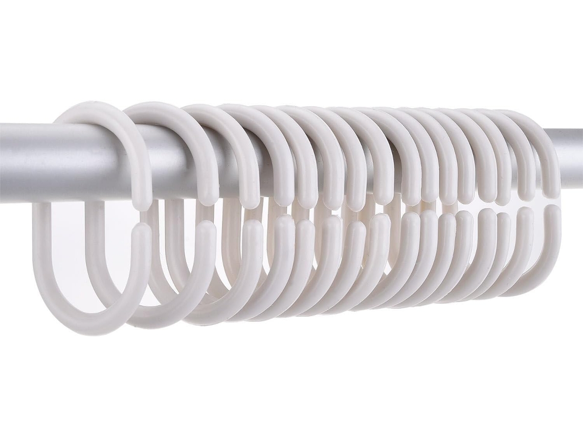 VVJIJILLY 36 Anéis Brancos Em Forma De C Para Cortinas De Duche Ganchos Resistentes E Fáceis De Usar