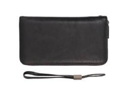 Cartera De Tarjetas De Crédito De Cuero Pu Con 36 Ranuras, Cierre Zipper Largo Y Correa, Para Tarjetas Id Y Efectivo Negro