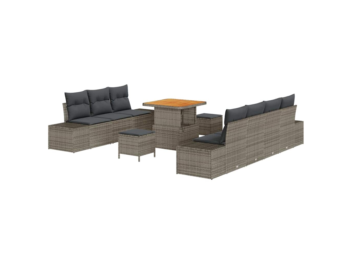 Maison Exclusive - Conjunto de sofás de jardín de 10 piezas, ratán sintético gris