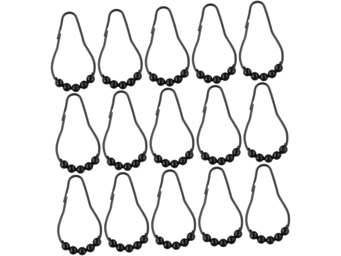 Juego De 20 Ganchos Para Cortinas De Acero Inoxidable 304 Con Revestimiento Electroforético Negro,