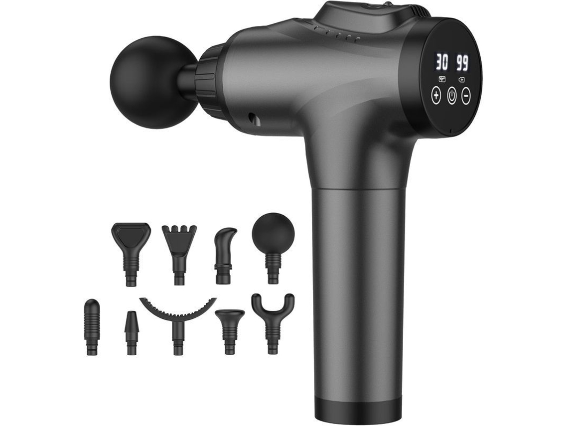 Pistola De Masaje, Masajeador Eléctrico De Tejido Profundo Para Atletas Con 30 Niveles De Velocidad Y 9 Cabezales Portátiles.