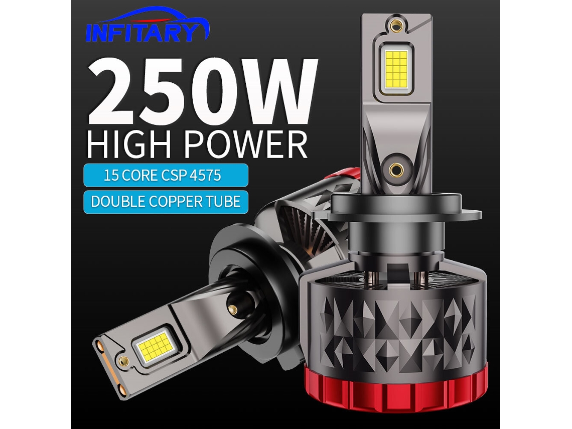 Faros LED para coche H1-infitary 6000k 7700lm con doble tubo de cobre, 240w, alto brillo, impermeables, disipación de calor, bombilla automotriz