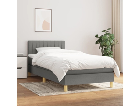 Cama con somier VIDAXL (Gris - Tela - 193 x 90 x 88 cm)