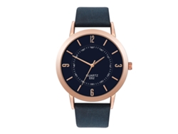 Reloj De Pulsera Unisex De Cuarzo Con Esfera Redonda, Estilo Moderno, En Piel Sintética Azul.