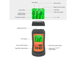 Medidor De Humedad Digital 3 En 1 Para Madera, Paredes Y Papel Con Detector De Contenido Y Temperatura.