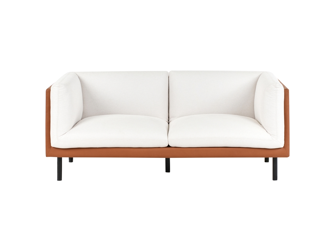 Sofá Beliani Vorgod de 2 plazas de poliéster y piel sintética blanca (180 x 84 x 76 cm)