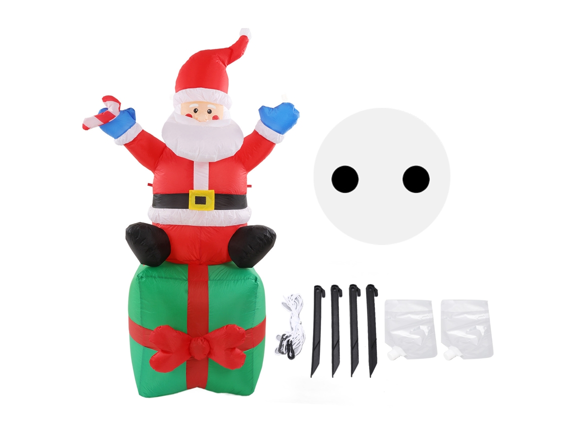 Adorno navideño inflable de Papá Noel con enchufe y luz LED