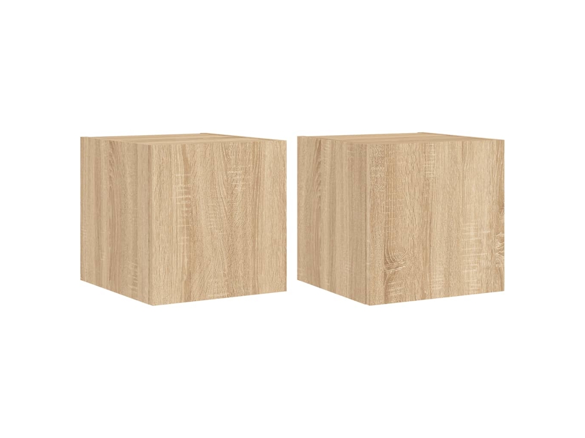 Maison Exclusive - Muebles De Tv Pared Luces Led 2 Uds Roble Sonoma 30,5x35x30 Cm