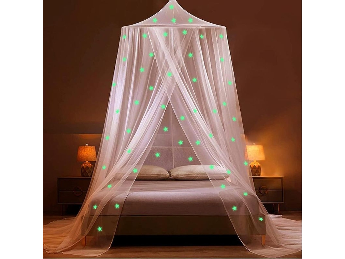2026-12945-mosquitera Para Cama Individual/doble Con Estrellas Luminosas, Mosquitera De Domo Grande Eco-amigable