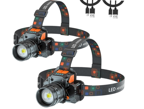 Linterna Frontal Led Recargable Súper Brillante con Sensor de Movimiento 3 Modos de Zoom Linterna Frontal Impermeable para Senderismo al Aire Libre...