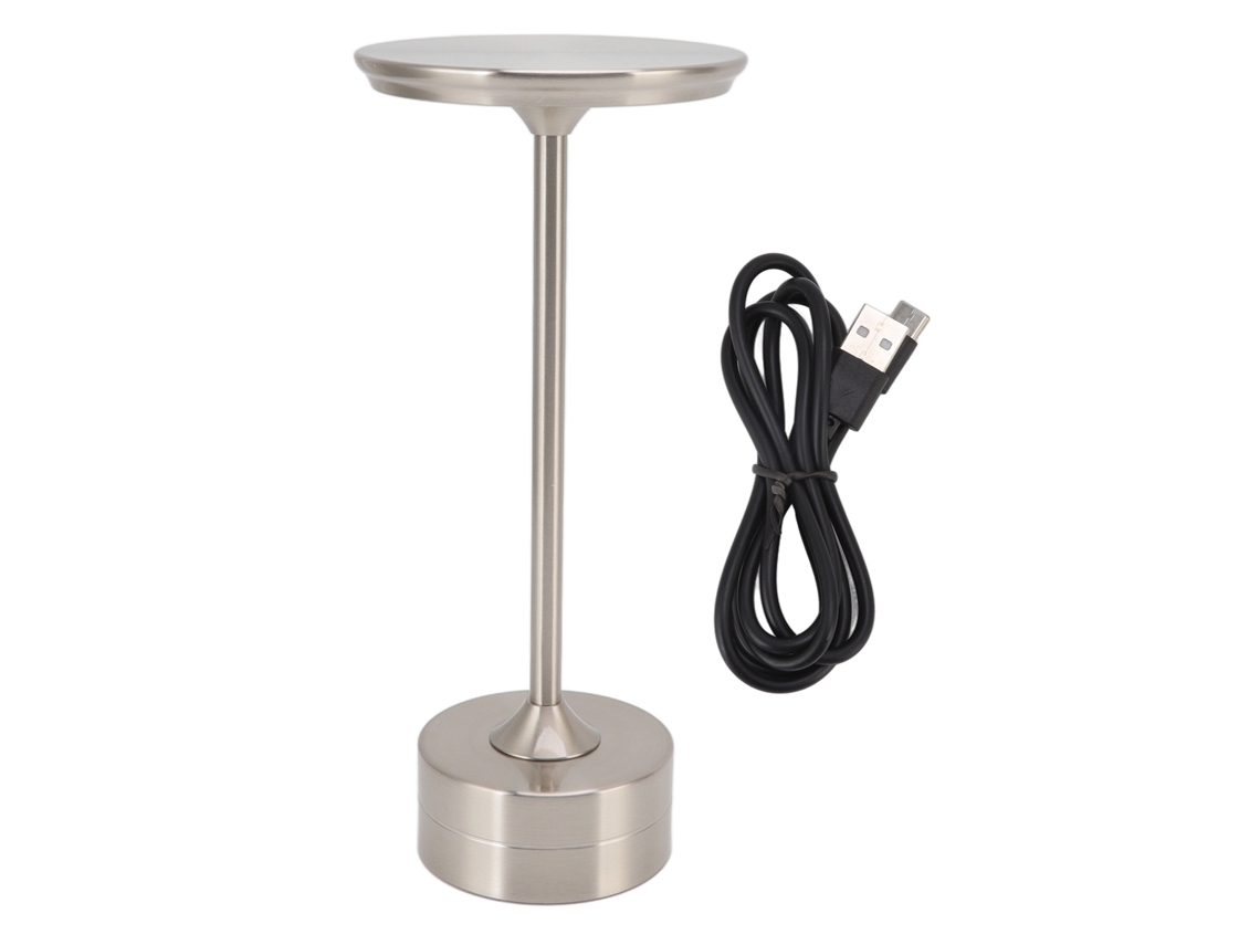 Rebe-lámpara De Mesa Inalámbrica Recargable 2000mah 3 Niveles De Brillo Led Usb C Portátil Metálica Color Plata