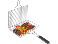 FNINIJEDE Cesta Para Grelha Com Alça Removível, Cesta Para Grelhar Churrasco Em Aço Inoxidável, Design Dobrável Portátil Para Peixes, Vegetais, Camarão, Equipam