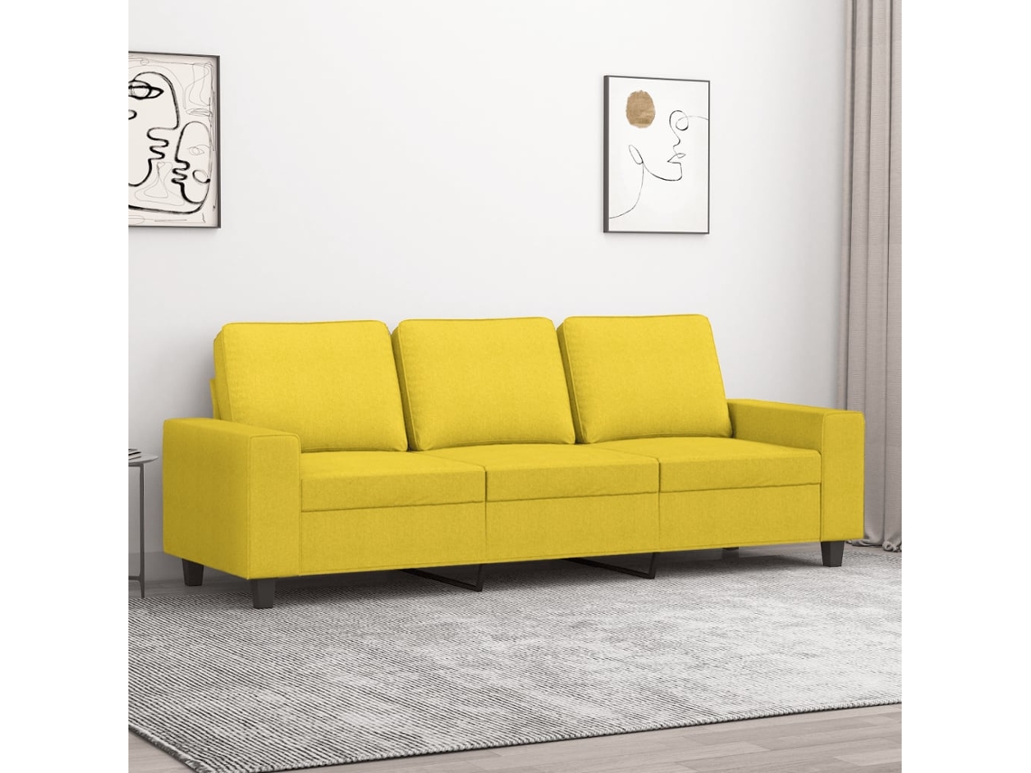 Sofá De 3 Plazas De Tela Amarillo Claro 180 Cm