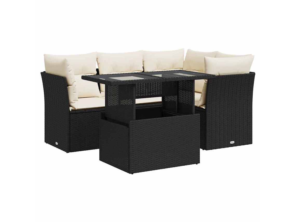 Maison Exclusive - Set De Muebles De Jardín 5 Pzas Y Cojines Ratán Sintético Negro