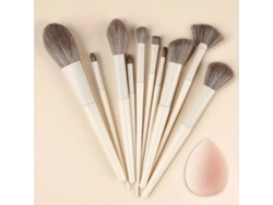 Juego De 10 Brochas De Maquillaje Premium, Que Incluye Esponja Para Mezclar Y Fibra Sintética.