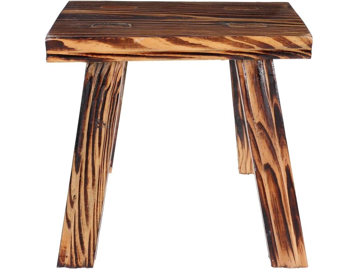 Taburete De Madera Maciza De 23 Cm, Taburete Cuadrado Rústico, Taburete De Madera Estable Para Uso En Interiores.