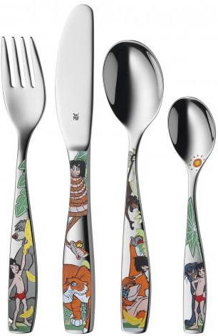 Set De 4 cubiertos infantil el libro la selva disney wmf cubertería para niños piezas tenedor cuchillo mesa y pequeña 12.8330.6040