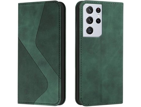 Funda Samsung Galaxy S22 Ultra HFS-HOUSE Cuero Pu S Line (Verde)