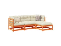Conjunto 4pcs Sofás Jardim C/ Almofadões Pinho Maciço Castanho Mel Dkd Home Decor