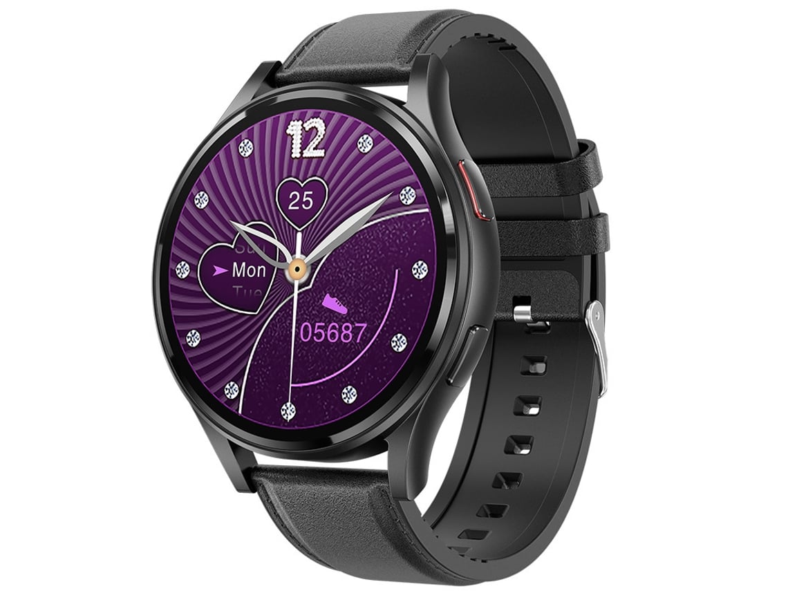 Smart Watch GE30 Monitor de salud de llamadas Bluetooth, cuero negro GODTVAGT