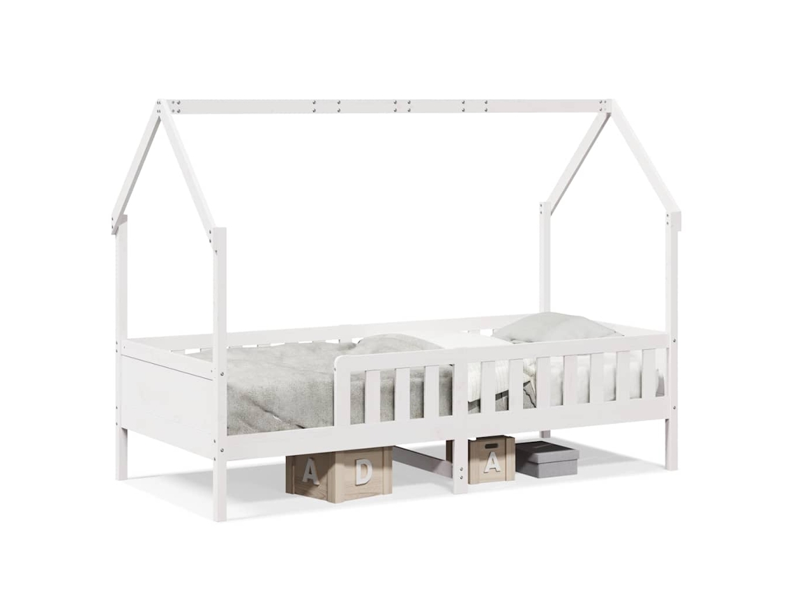 Maison Exclusive - Cama Con Forma De Casa De Niños Madera Maciza Blanca 90x200 Cm