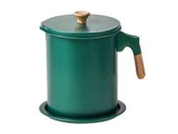 Olla Colador De Aceite 1.4l Con Textura De Madera Anti-óxido Almacenamiento Filtro Aceite Cocina Verde Oscuro