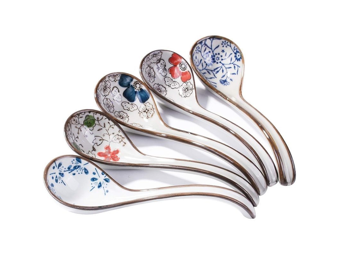 2026da-set De 4 Cucharas De Sopa Cerámica Japonesa Y Coreana, Diseño Manual, Mango Largo, Anti-deslizante, 16 Cm