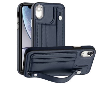 Funda Mobile Phone Cases Shockproof With Wrist para iPhone XR Piel Marrón