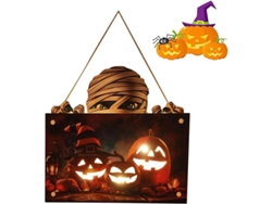 Letrero De Madera Para Puerta Con Luz Para Halloween, Colgante De Calavera Y Momia, Decoración Para El Hogar Y Casas Embrujadas.