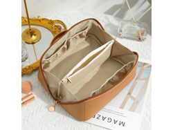Neceser De Señora De Gran Capacidad, En Piel Pu Impermeable, Con Apertura Plana Y Portátil, Indispensable Para Los Viajes.