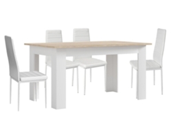 Pack Mesa de Comedor o Cocina Blanco y Cambria 4 Sillas en Polipiel/metal Blanco