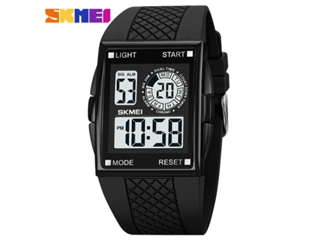 Reloj deportivo digital para hombre, esfera grande, cuadrado, resistente al agua, cronómetro, alarma, máquina blanca de concha negra LUUCOZK