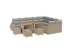 Maison Exclusive - Conjunto de sofás de jardín de 13 piezas en beige y gris claro