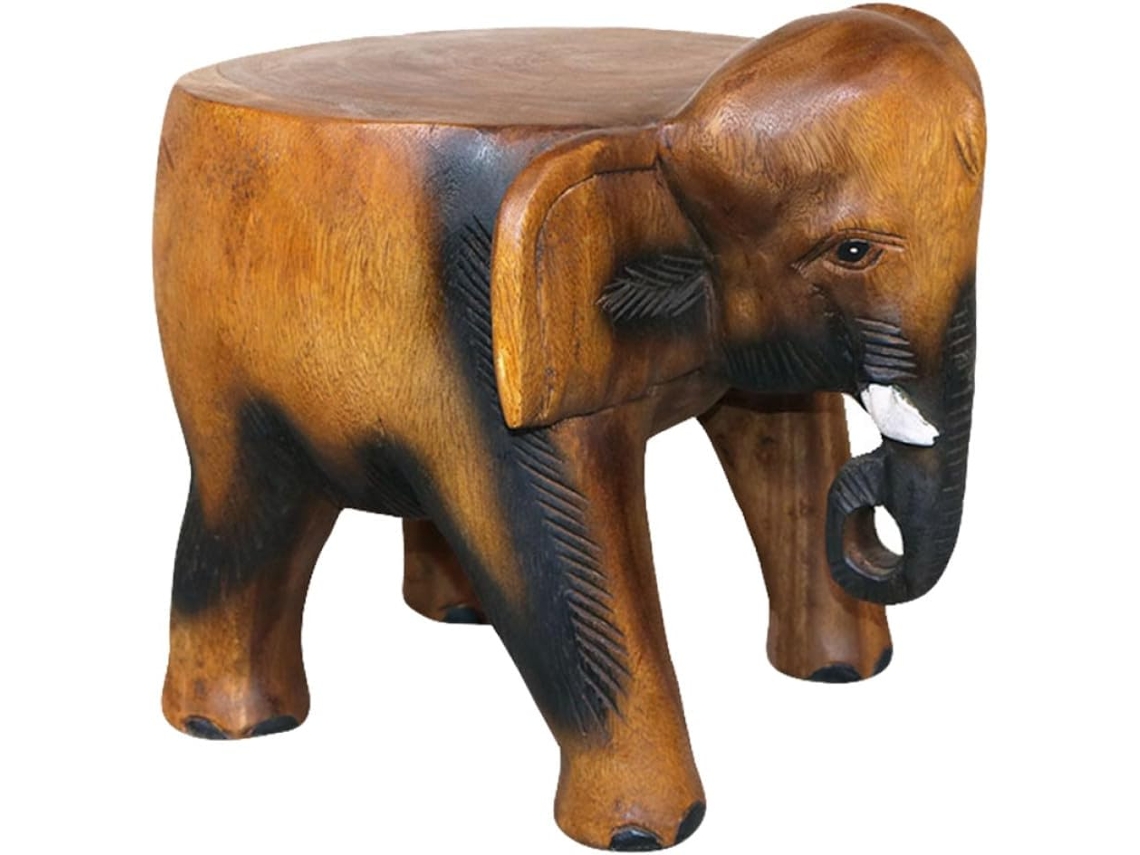 Taburete Decorativo Y Práctico De Madera Maciza Con Forma De Pata De Elefante.