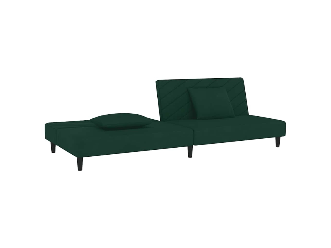 Sofá Cama De 2 Plazas Con Dos Almohadas Terciopelo Verde Oscuro