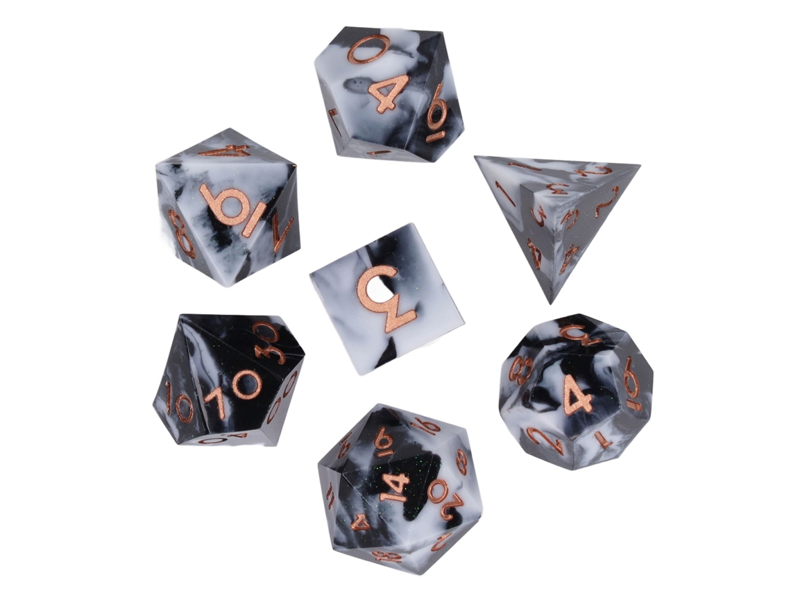 Ats-set De 7 Dados Poliédricos De Resina Para Juegos De Mesa Y Rpg, Exquisitos Accesorios Para Fiesta, Color Negro