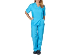 Conjunto de uniforme médico unisex Rebe para médico, enfermera y dentista: camisa y pantalón quirúrgicos azul cielo.