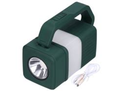 Linterna Multifuncional Para Acampar Con Altavoz Bluetooth, Recargable Por Usb, Color Verde.