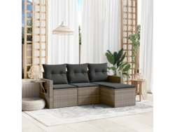 Conjunto de sofás de jardín de 4 piezas DKD Home Decor con cojines de mimbre gris